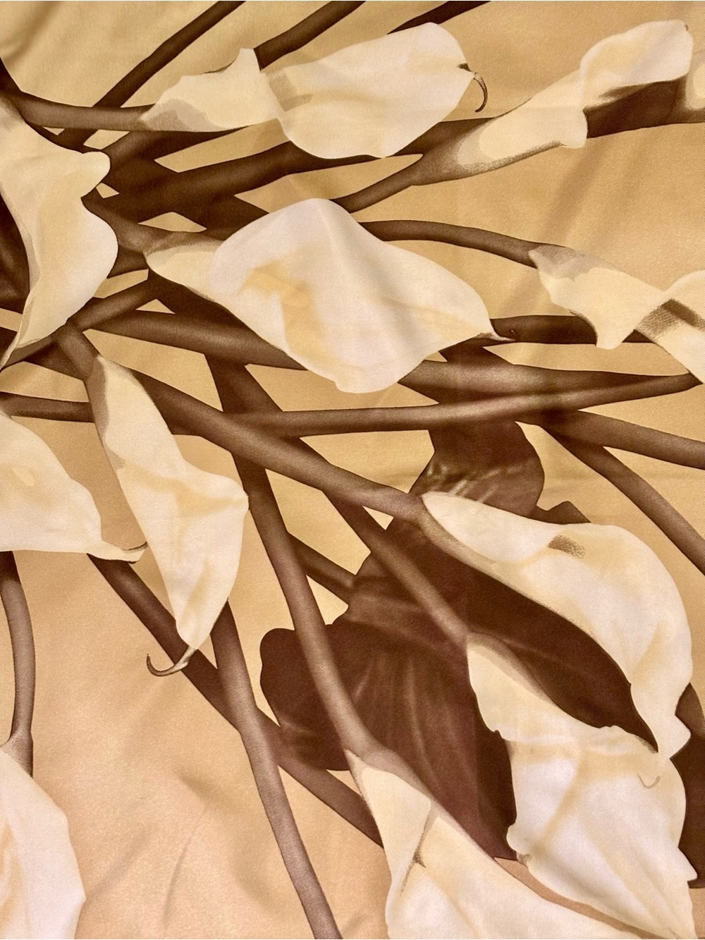Gucci Cream, Brown & White Floral Silk Scarf